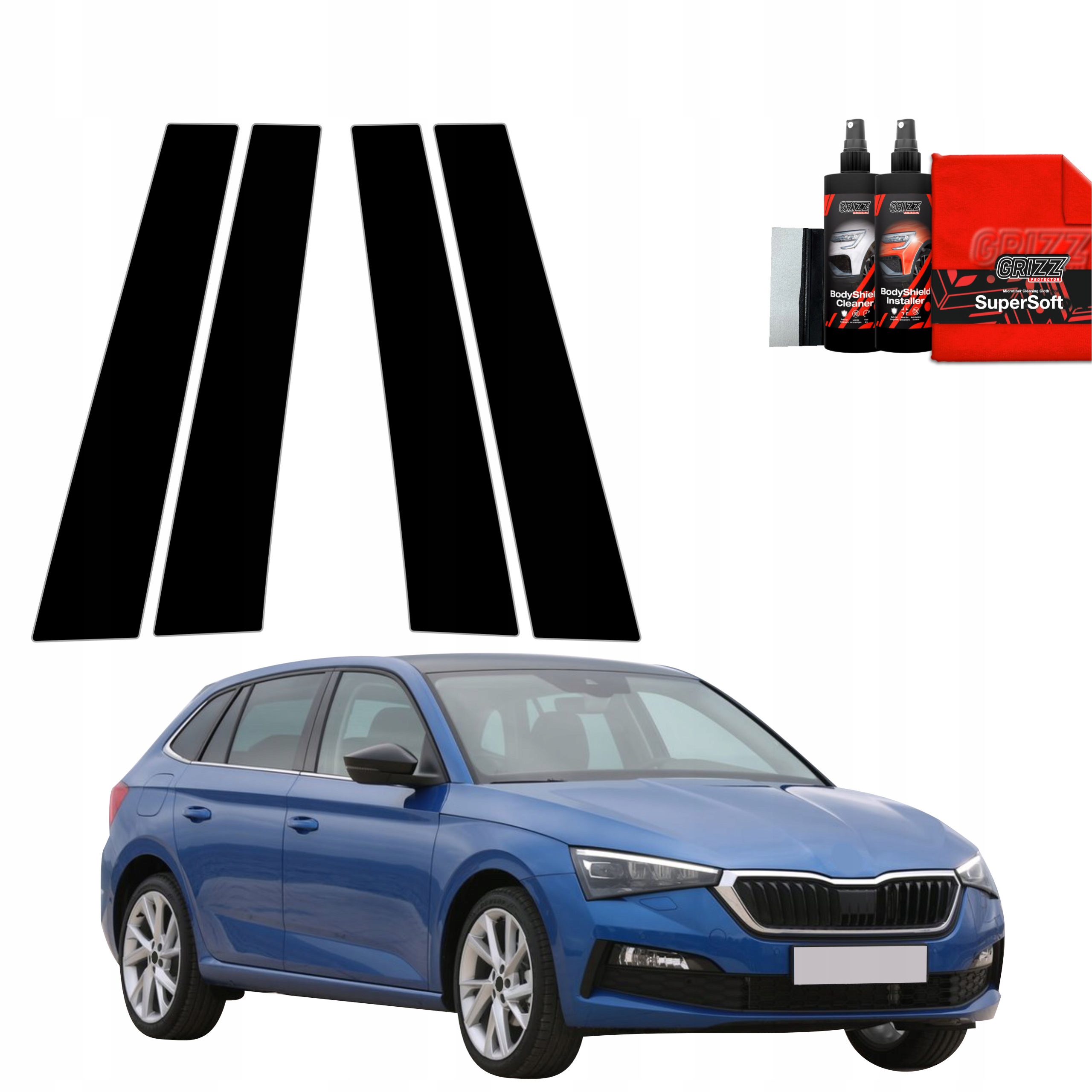4v1 Černá fólie na sloupky pro Škoda Scala (2019-2023)
