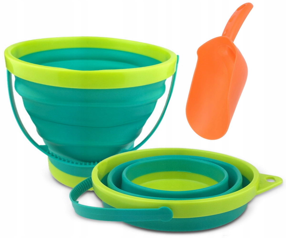 WIADERKO DO PIASKU SILIKONOWE SKŁADANE + ŁOPATKA Wiek dziecka 2 lata +