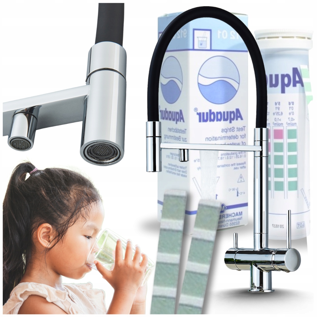 Kuchynská Batéria Chromovaná s Výsuvnou Tryskou Trojcestná Pre Filter