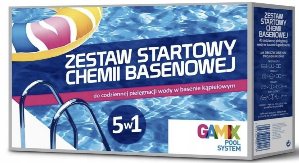 5w1 Chemia do Basen Zestaw Chlor Szok AntyGlon pH Plus Minus Tester Gamix 5