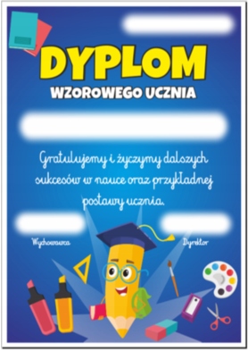 

Dyplom: Wzorowego Ucznia (Ołówek wzór 2) format A4