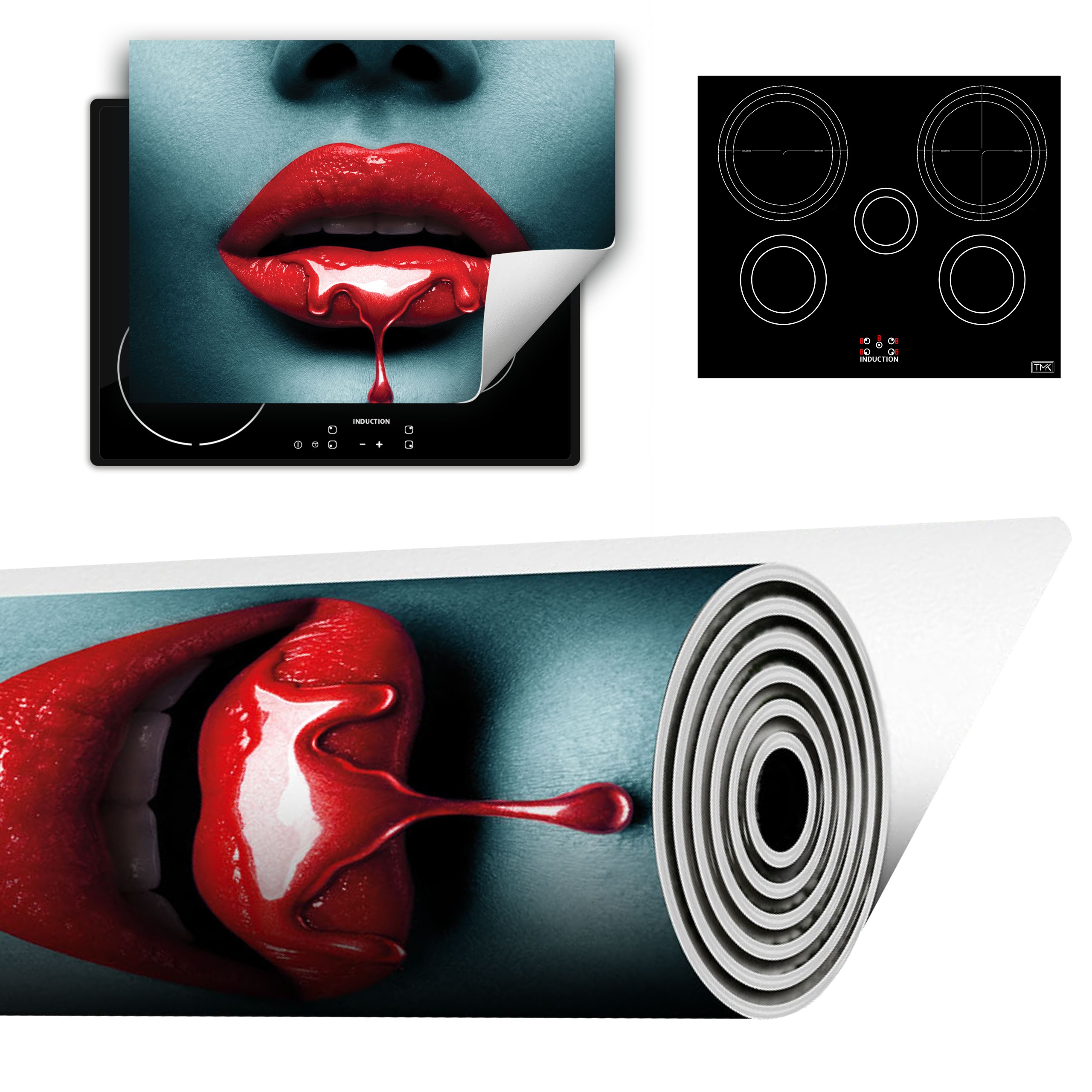 Vinylová Podložka Do Kuchyně Více Místa 70x52 červená ústa