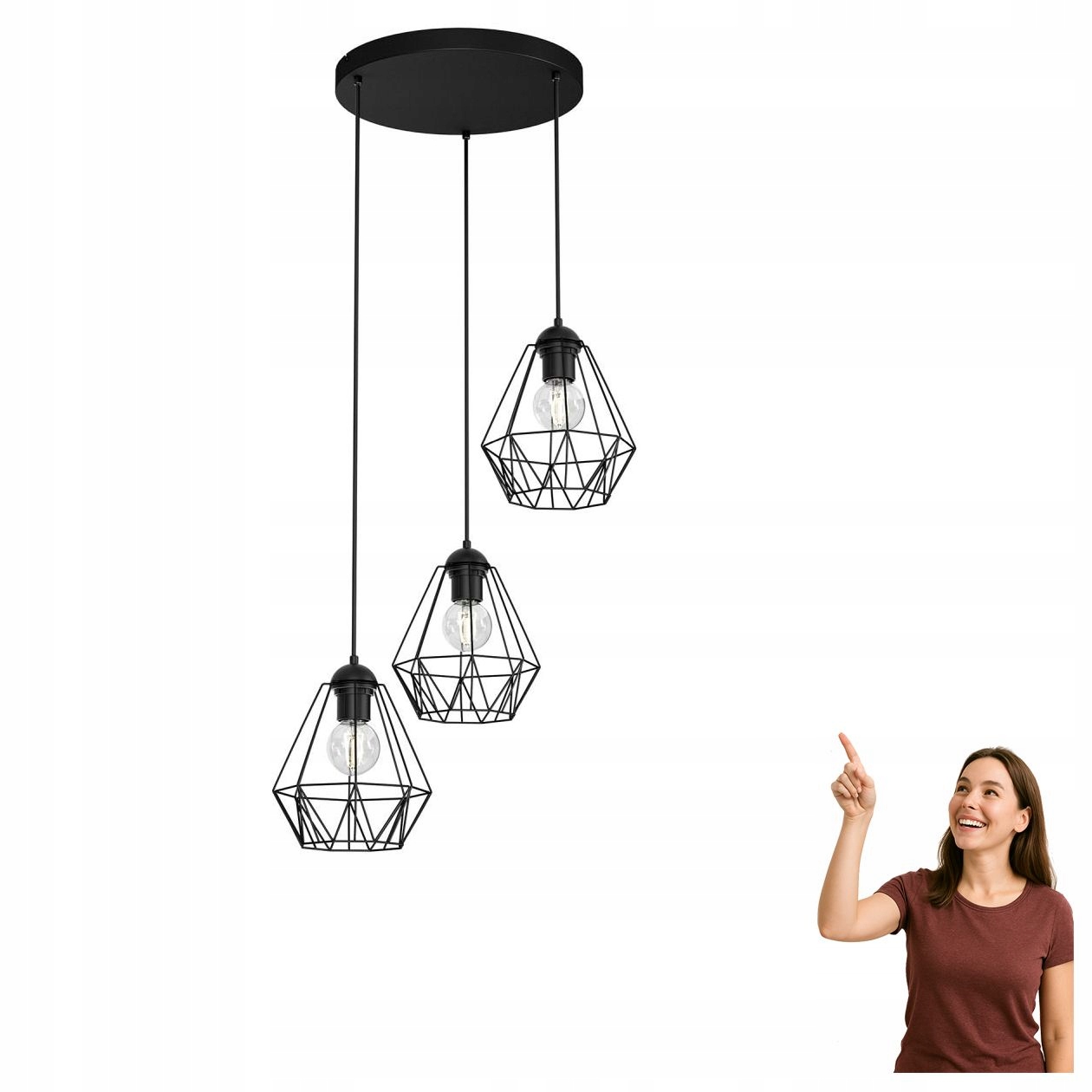 Trojnásobná závesná lampa s drôtenými tienidlami Bergen 606 Luminex