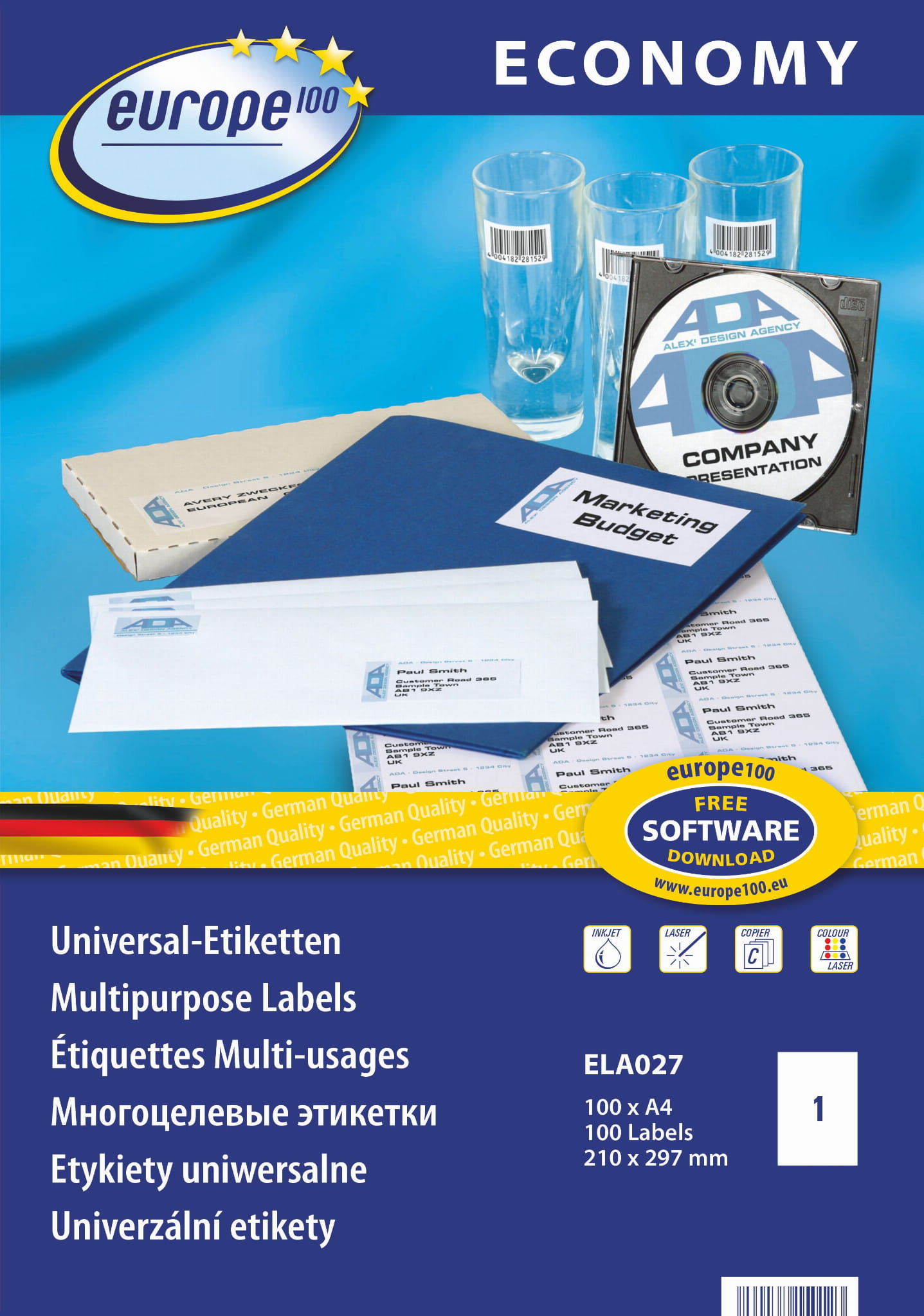

Etykiety Avery Economy Europe 100 ELA027/EC9186
