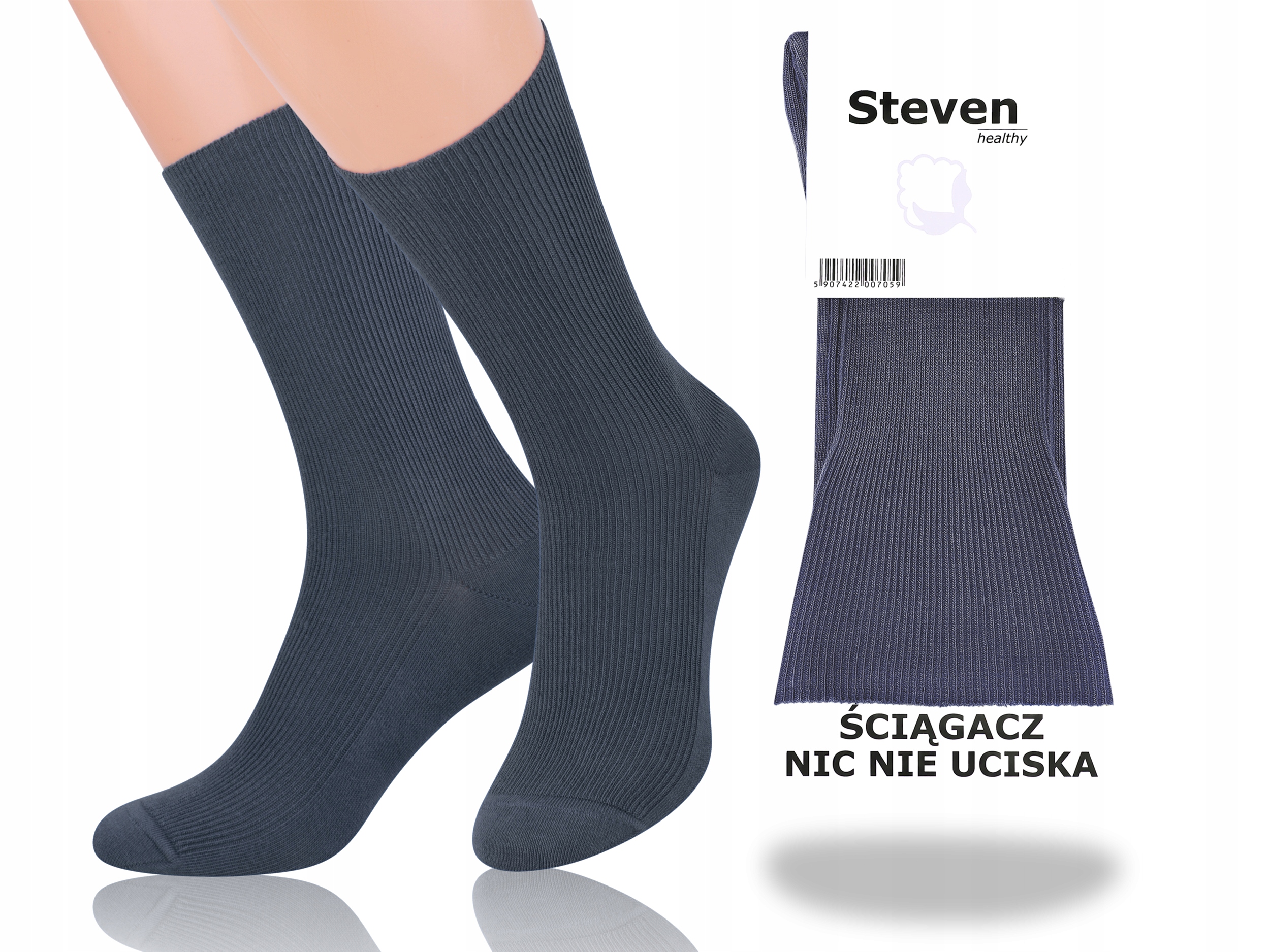 

Steven 018 Skarpety Bezuciskowe Grafitowy 39-42