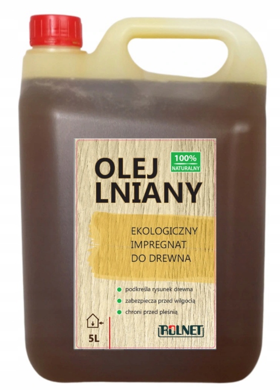 Olej Lniany impregnat podkład Do Uli Drewnianych Drewna 5L 100% Ekologiczny
