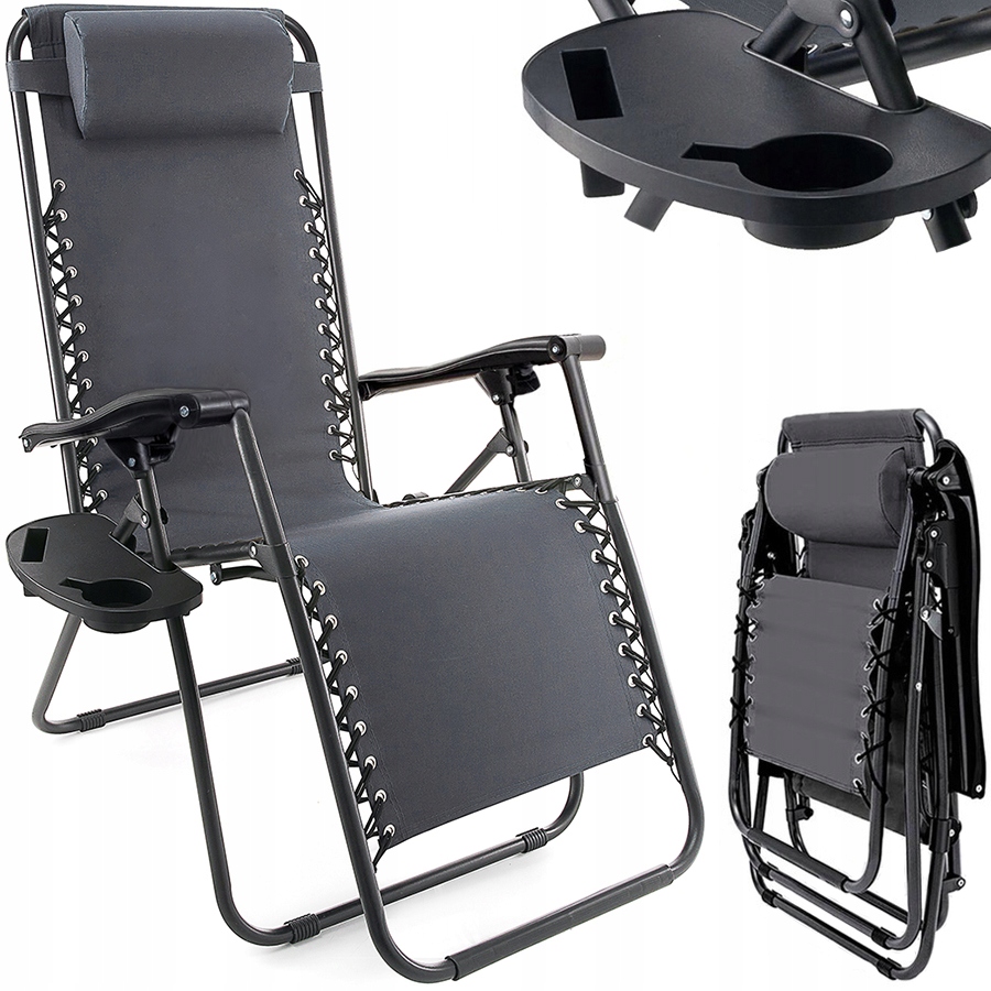 Fotel Ogrodowy Leżak Rozkładany Plażowy Krzesło Kempingowe 3