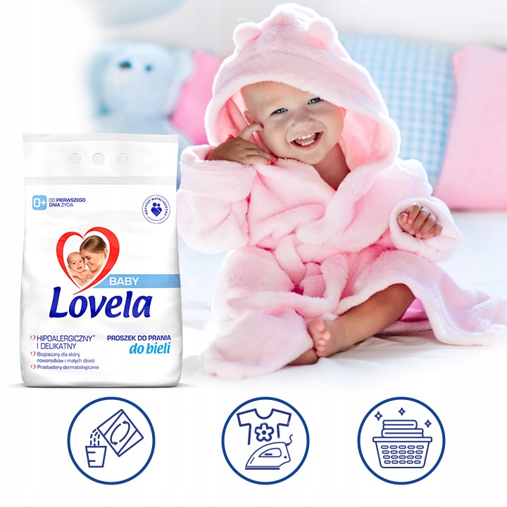 HIPOALERGICZNY PROSZEK DO PRANIA DLA NIEMOWLĄT 0+ LOVELA BABY BIEL 4,1KG Marka Lovela