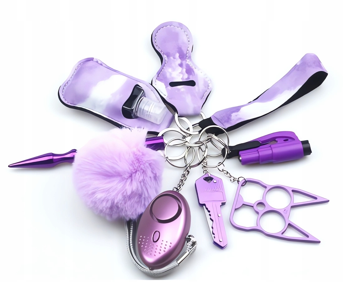 ZESTAW DO SAMOOBRONY DLA KOBIET BRELOK SELFDEFEN,FIOLETOWY
