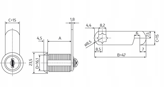 ZAMEK GJM DO SKRZYNEK NA LISTY 25 MM Marka GJM
