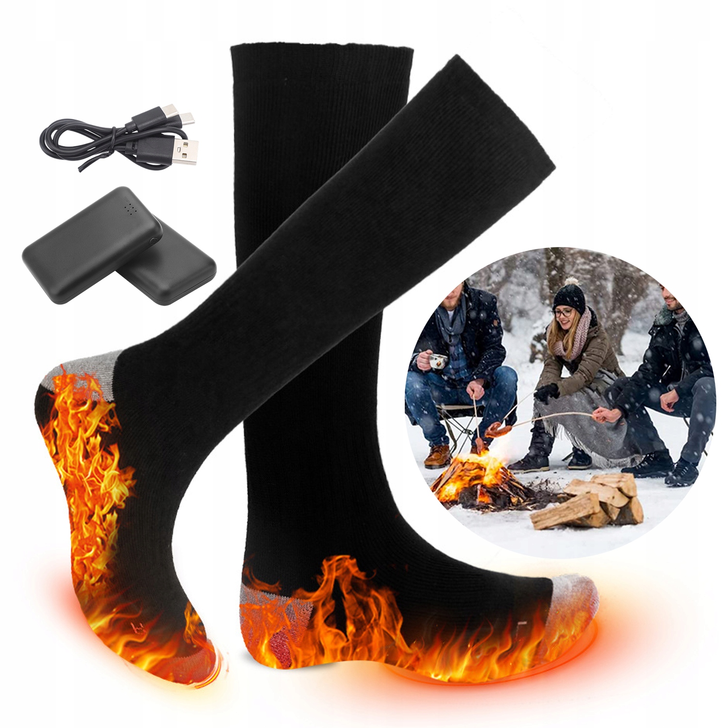 Podgrzewane Skarpety Elektryczne Termiczne Zimowe 3 Ustawienia Grzania