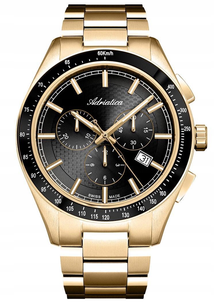 Nový Originální Pánské Hodinky Adriatica A8245.1116CH zlatý chronograf