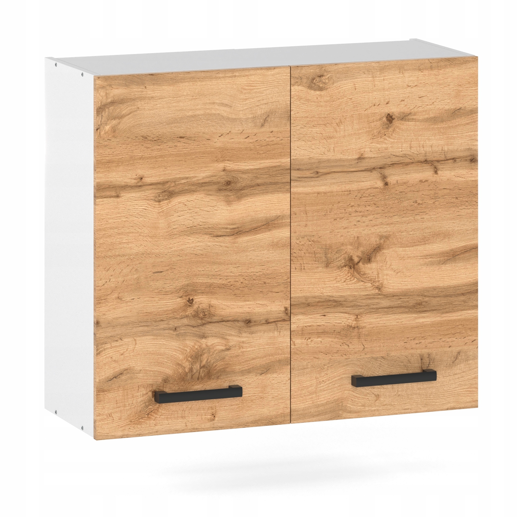 Závěsná kuchyňská skříňka 80 cm Horní Bílá/Dub Wotan s prostornou policí 2 dveře
