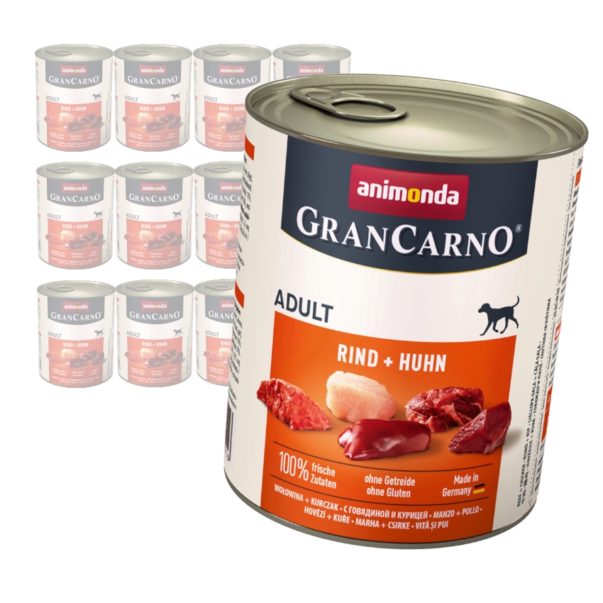 Levně Animonda GranCarno Adult 12x800g Vlhké Krmivo pro psy Hovězí maso s kuřecím masem