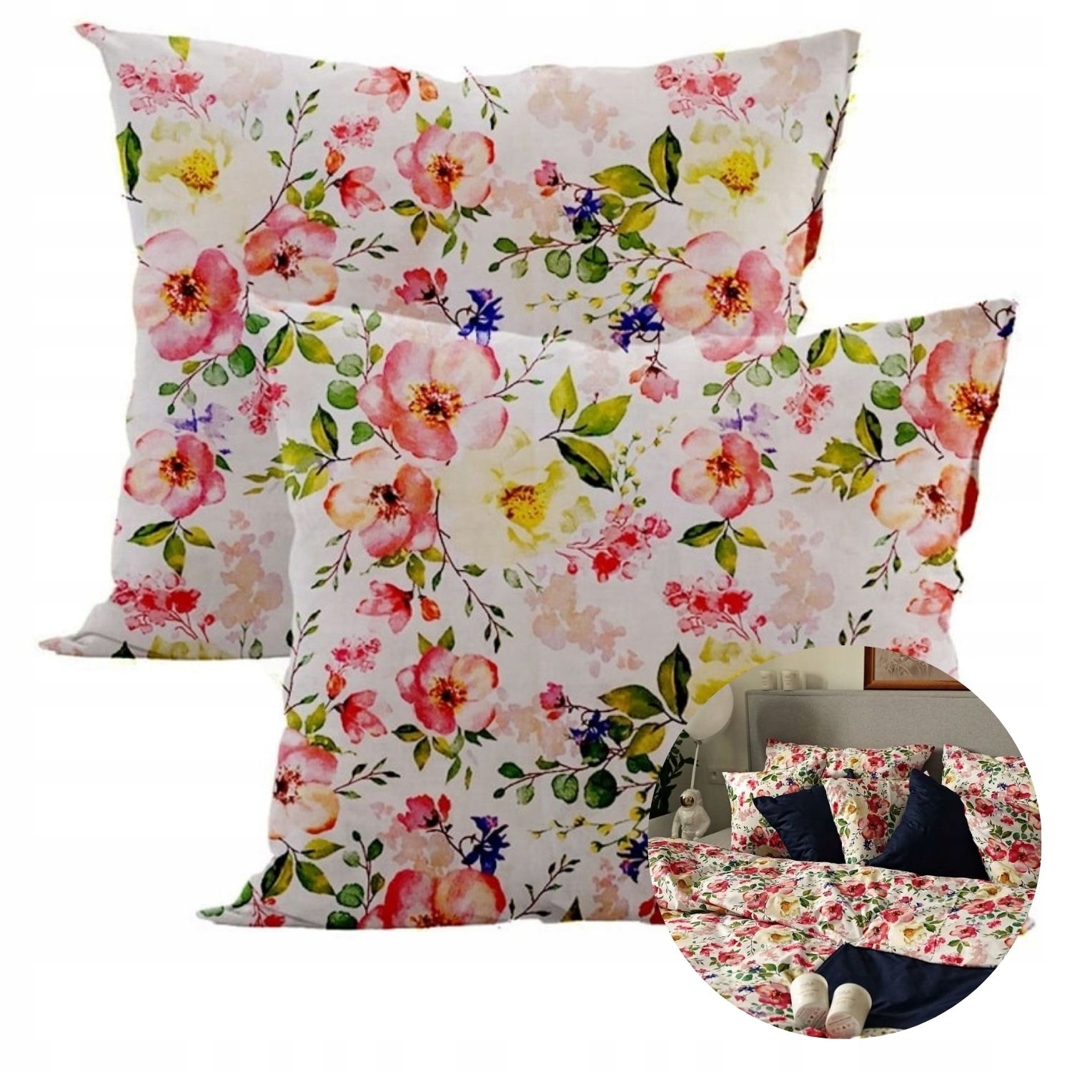 Poszewki na poduszki KWIATY JABŁONI - 2x 40x40 cm