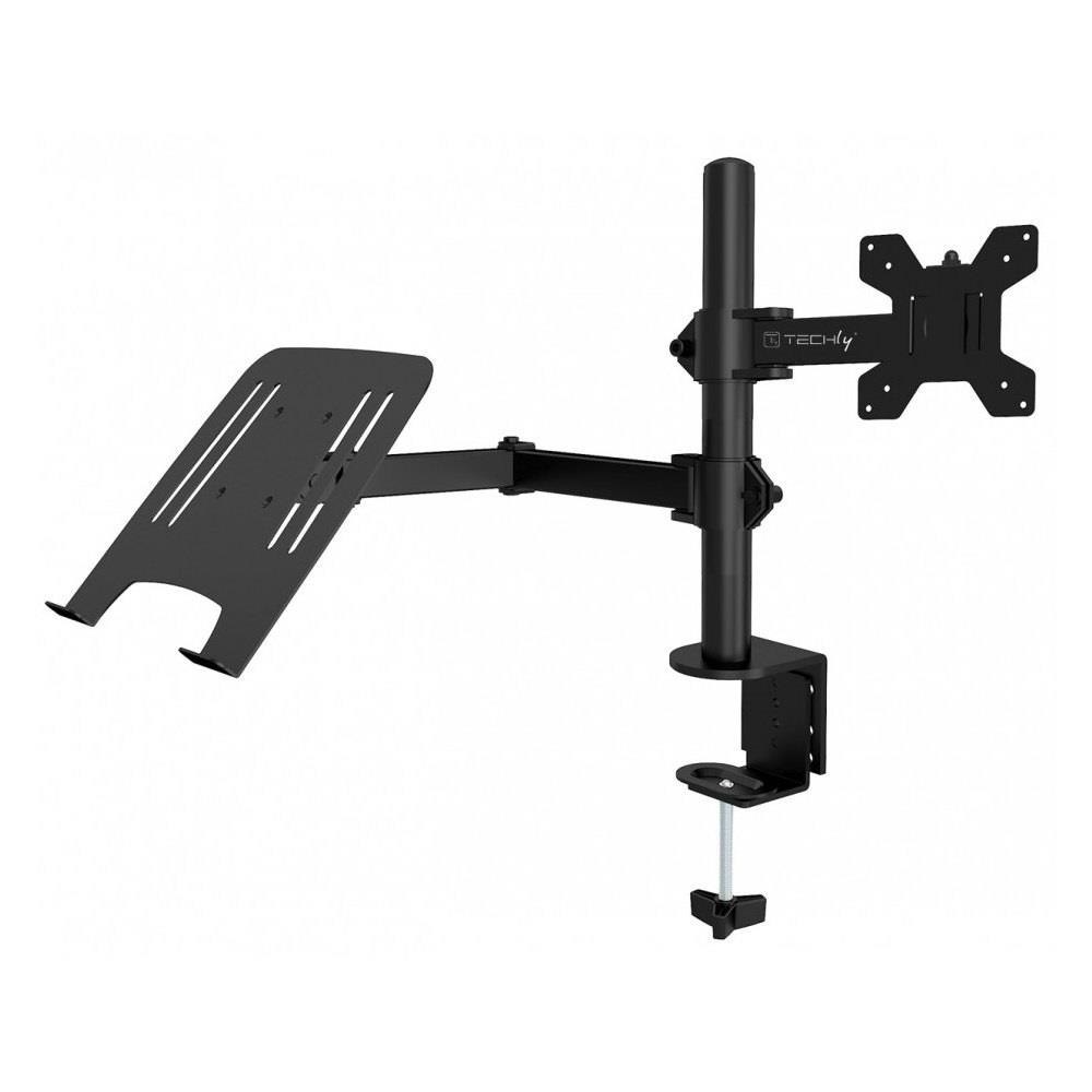 Uchwyt biurkowy Techly 13'-32", z półką na laptopa 12"-17"