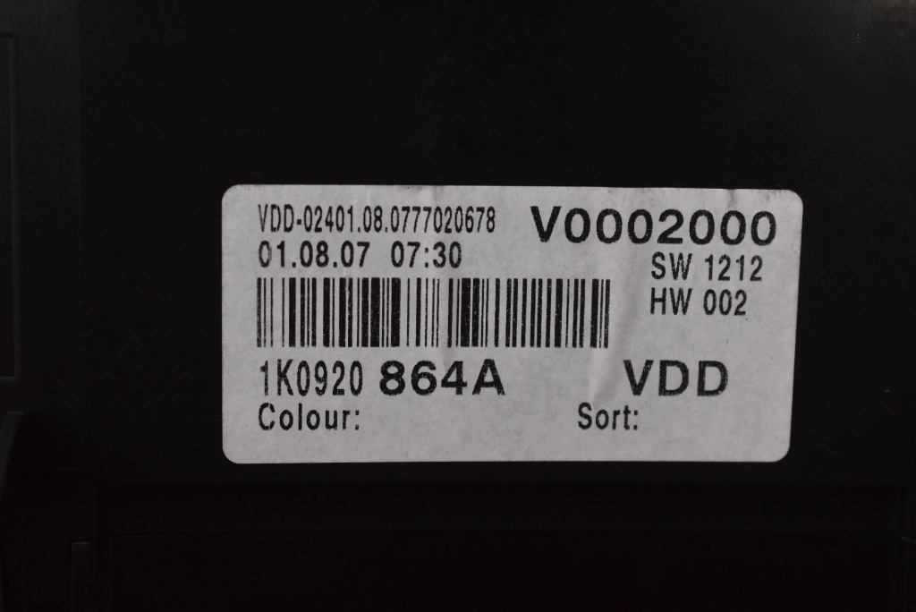 dials dials EU 1K0920864A VW GOLF 5 V plus 1.6 8V 102 KM 04-09