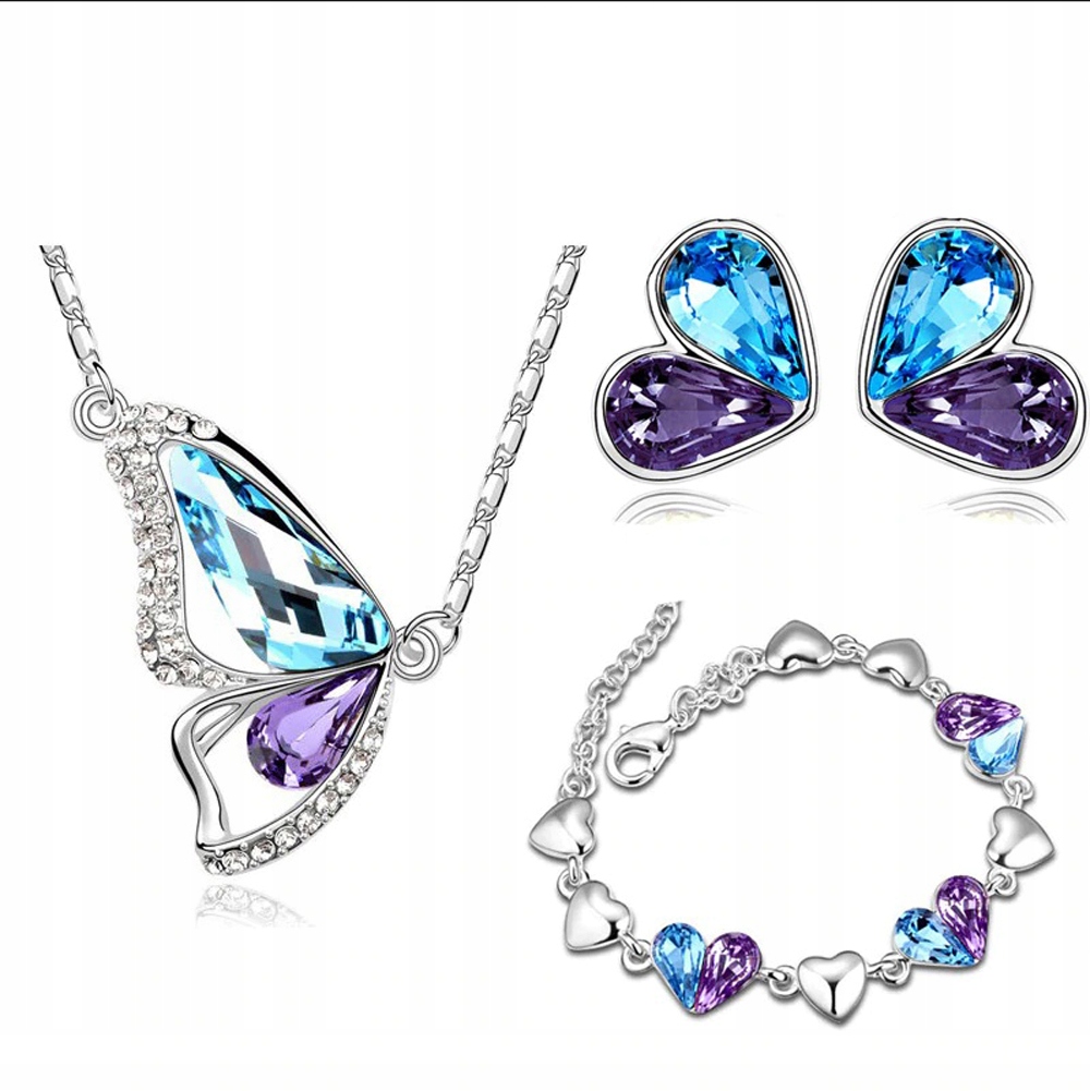 

Bransoletka naszyjnik kolczyki Swarovski Motyl