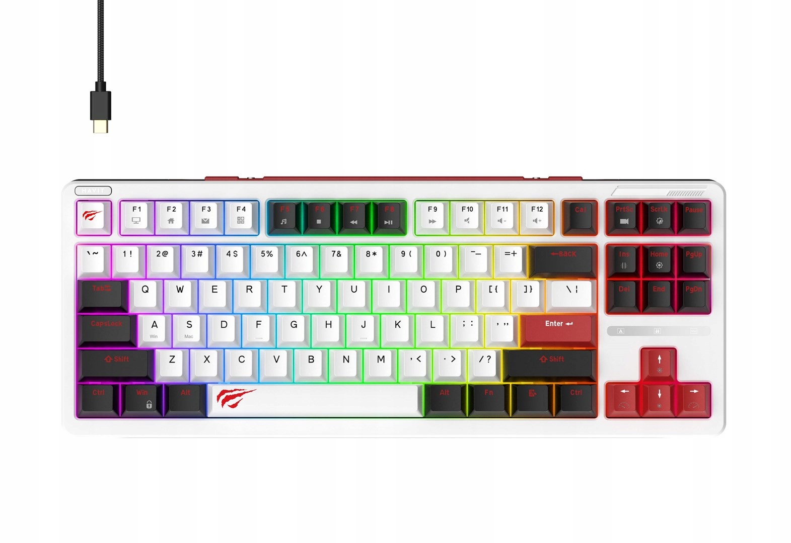 Klawiatura mechaniczna Havit KB902L z Rgb gamingowa, 88 klawiszy