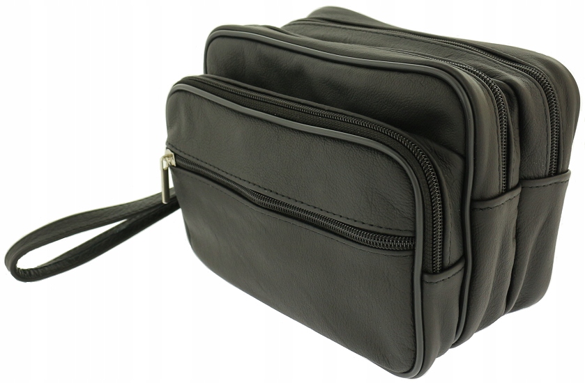 Skórzana duża saszetka męska do ręki pojemna PL PR