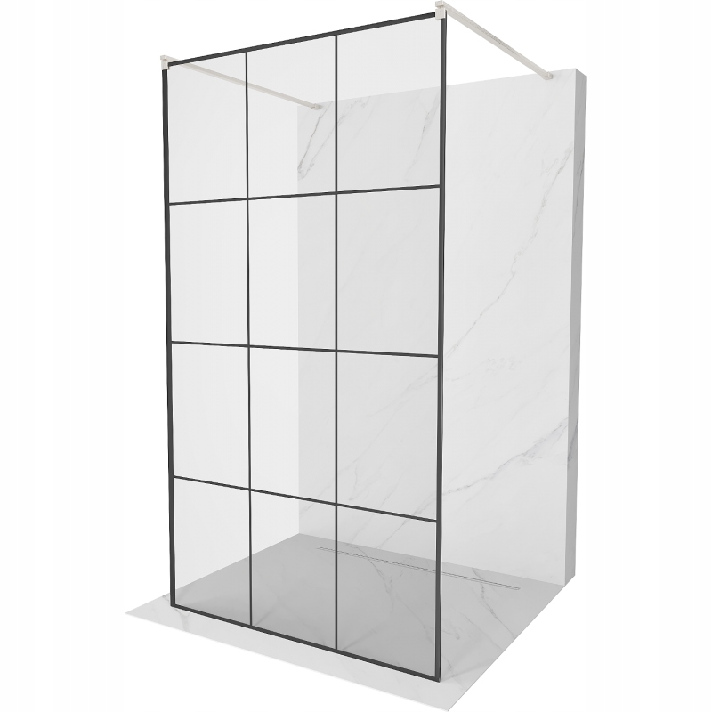 Mexen Kioto volně stojící sprchová stěna 100 x 200 cm, černý vzor 8 mm, bro