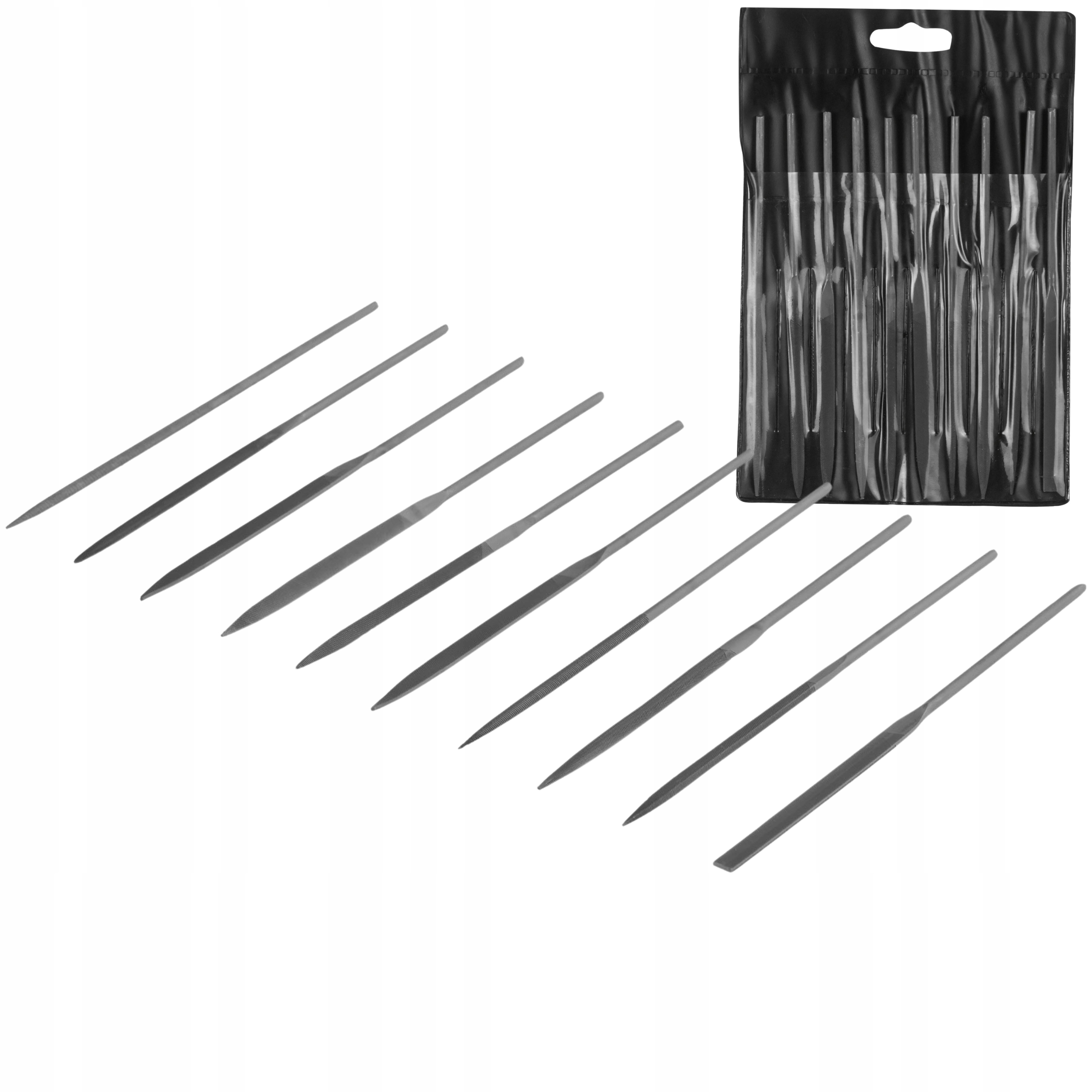 Zestaw pilników iglaków 10szt różnych grotów Qualitat 3x140mm Vorstahl