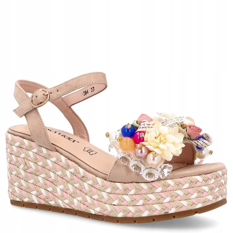 Módní sandály na klínku Scaviola S-394 Béžové 36