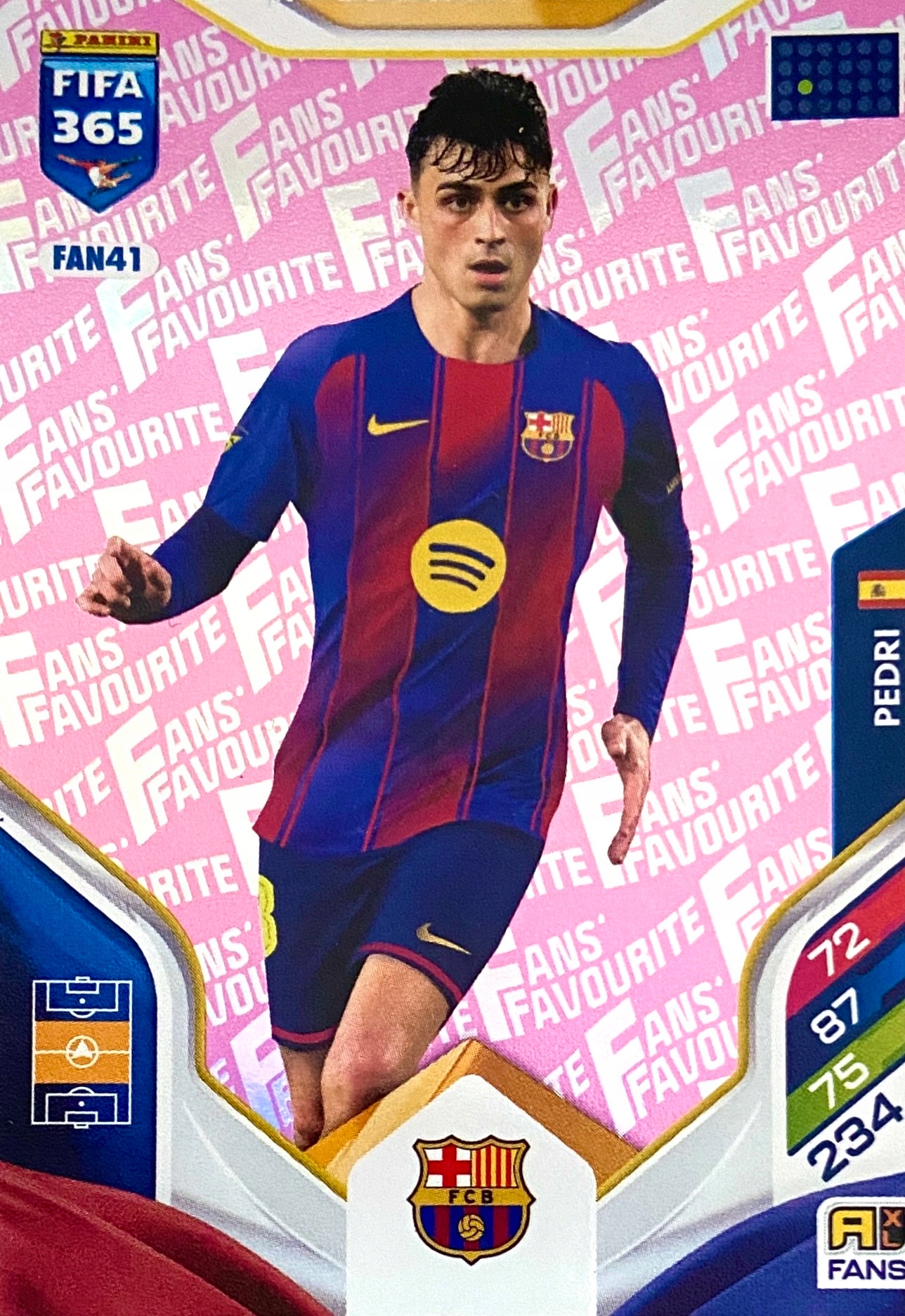 Panini Fifa 365 2026 Fans Favourite pink FAN41 Pedri Fc Barcelona