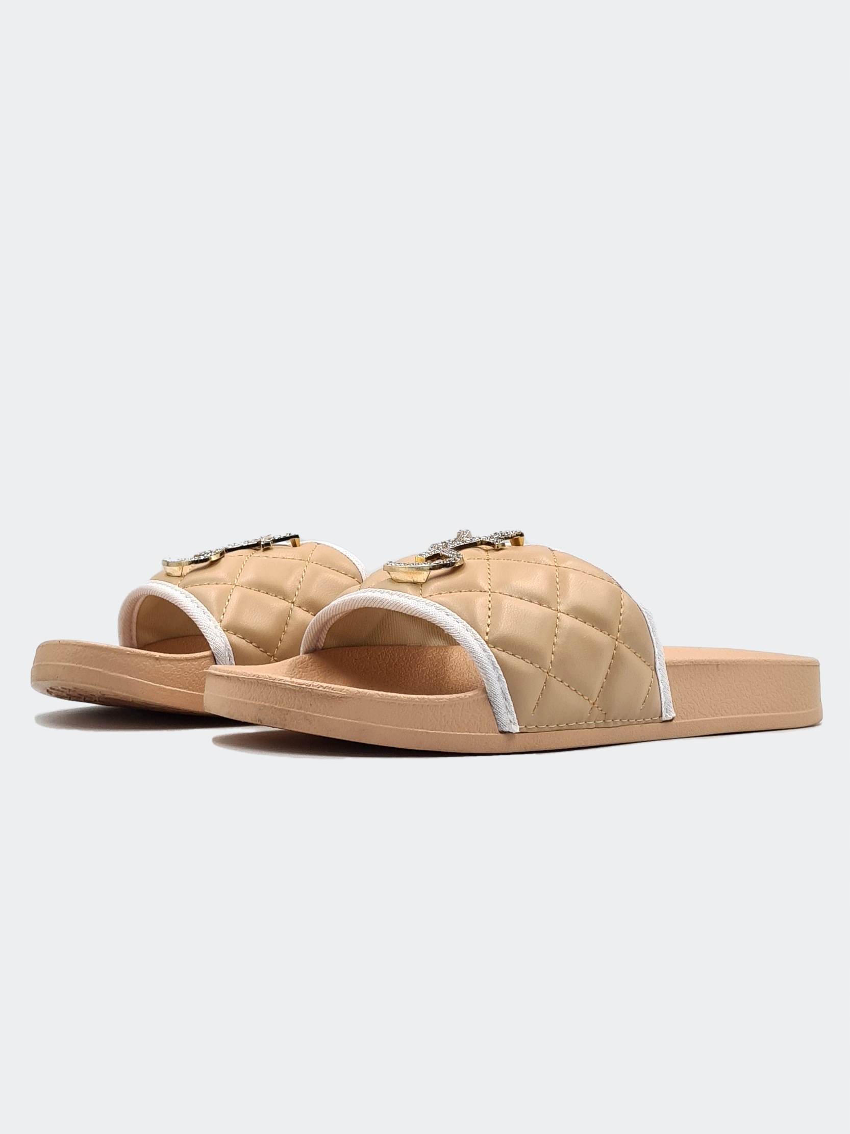 Klapki Damskie Gumowe Eleganckie Beżowe 38 Wzór dominujący bez wzoru