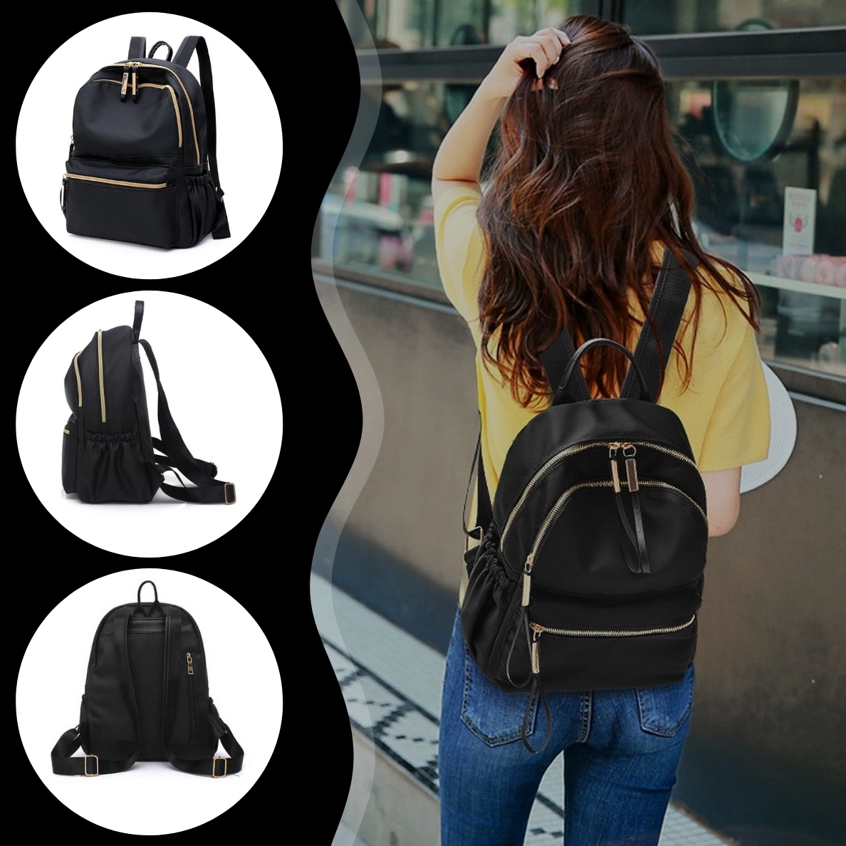 PLECAK DAMSKI MIEJSKI CZARNY POJEMNY SZKOLNY DUŻY SZKOLNY NA ZAKUPY DO PRAC Nazwa koloru producenta GOLD MODERN