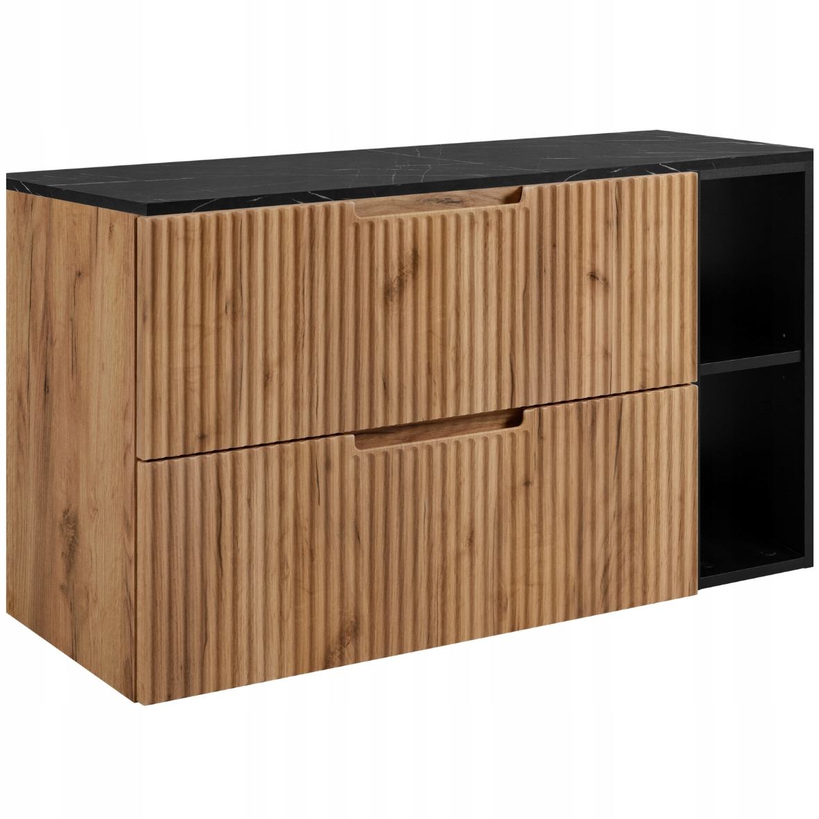 Koupelnová skříňka Pod Umyvadlo 100 dub černý Rýhovaný Přední Panel Mramor