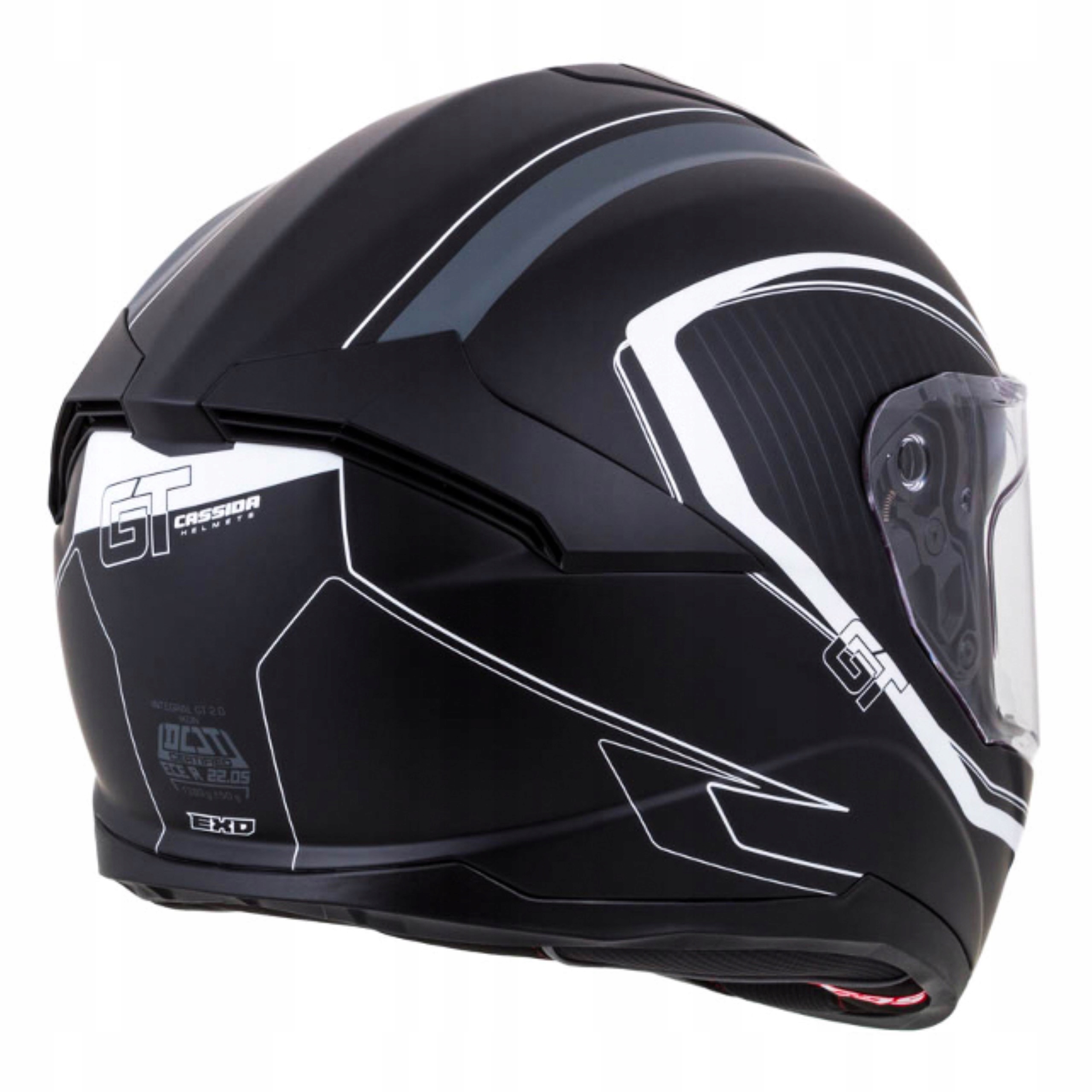 CASSIDA KASK MOTOCYKLOWY GT2 Z WŁÓKNA + PINLOCK M Typ Integralne / Pełne