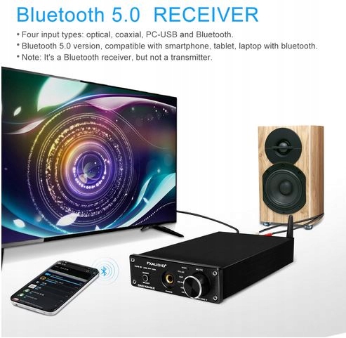KONWERTER AUDIO DAC FX-AUDIO X6 MKII USB WZMACNIACZ SŁUCHAWKOWY BT Kolor czarny