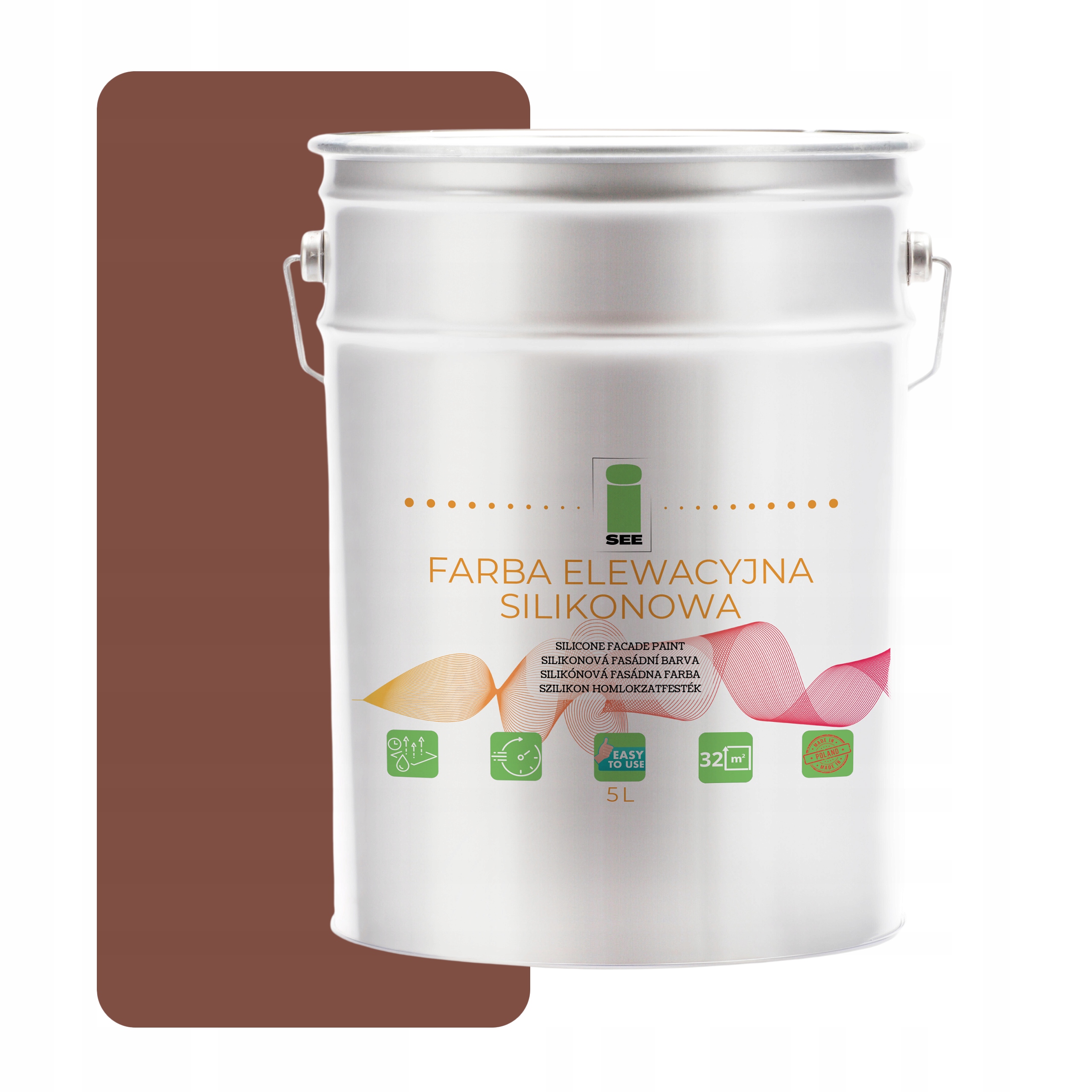 Fasádna Silikónová Fasádna Farba Hnedá 5 L Paropriepustná Proti Riasam