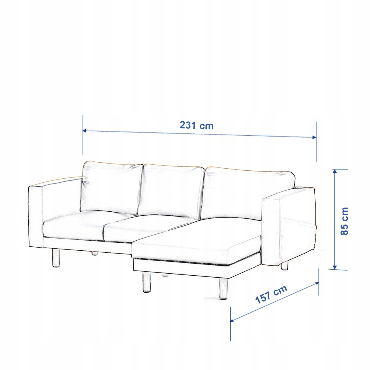 Poťah na 3-miestnu pohovku Norsborg s ležadlom Ikea, fialový