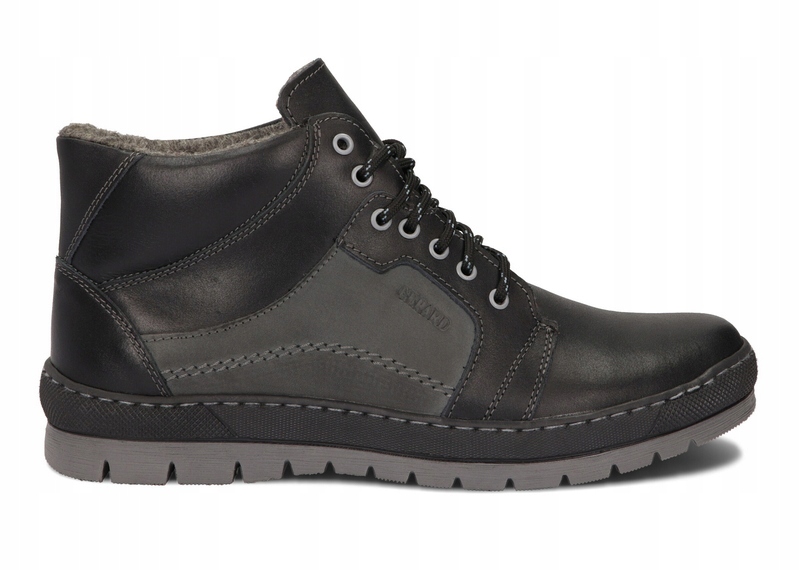 Trzewiki Zimowe Buty Męskie Półbuty Ocieplane Polskie Skóra 171 Czarny 42