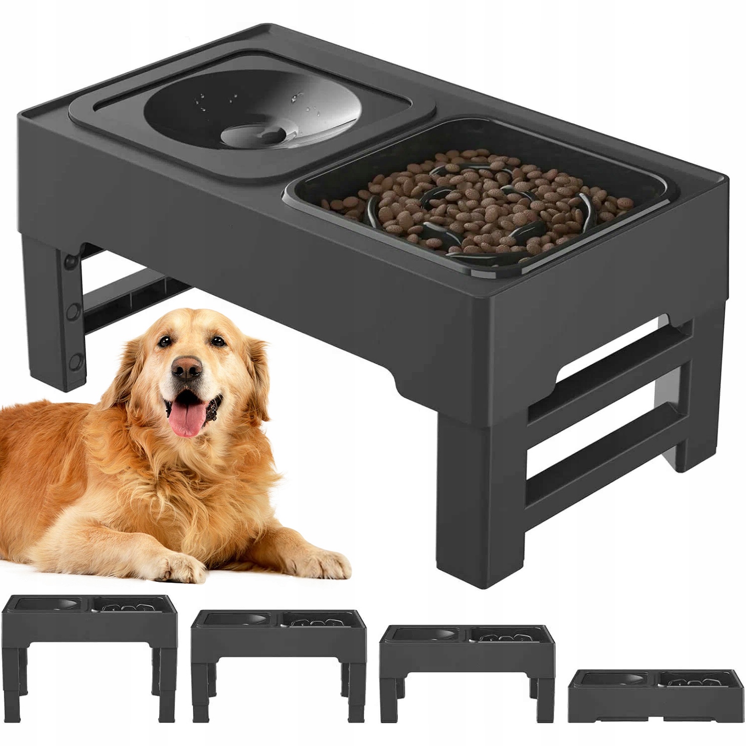 Levně Miska Na Stojanu Pro Psy A Kočky S Miskou Zpomalující Jídlo 8.6-28.7 CM