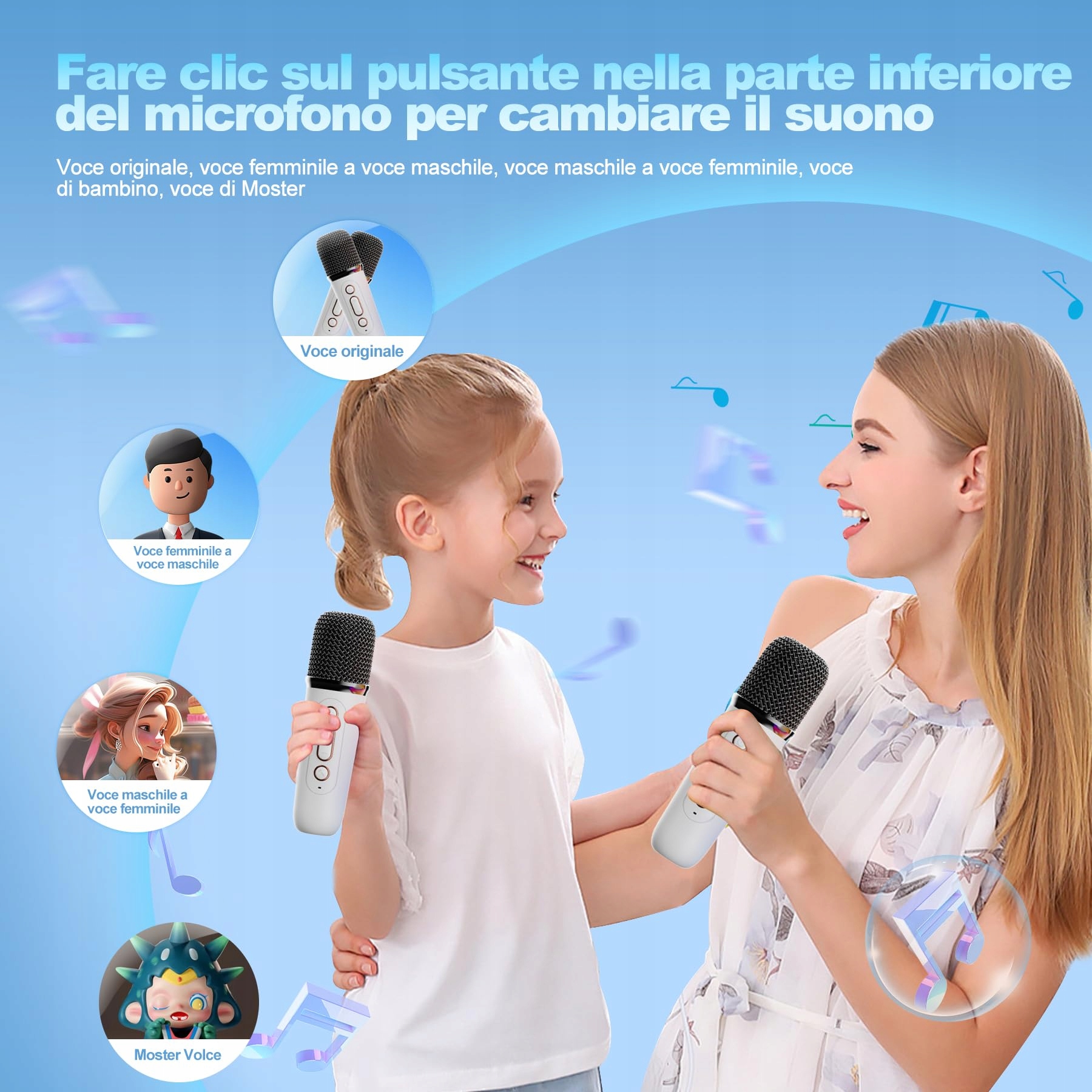 AVEEK Karaoke Maszyna Z Mikrofonem Bezprzewodowym Bluetooth Dla Dzieci — miniatura 3