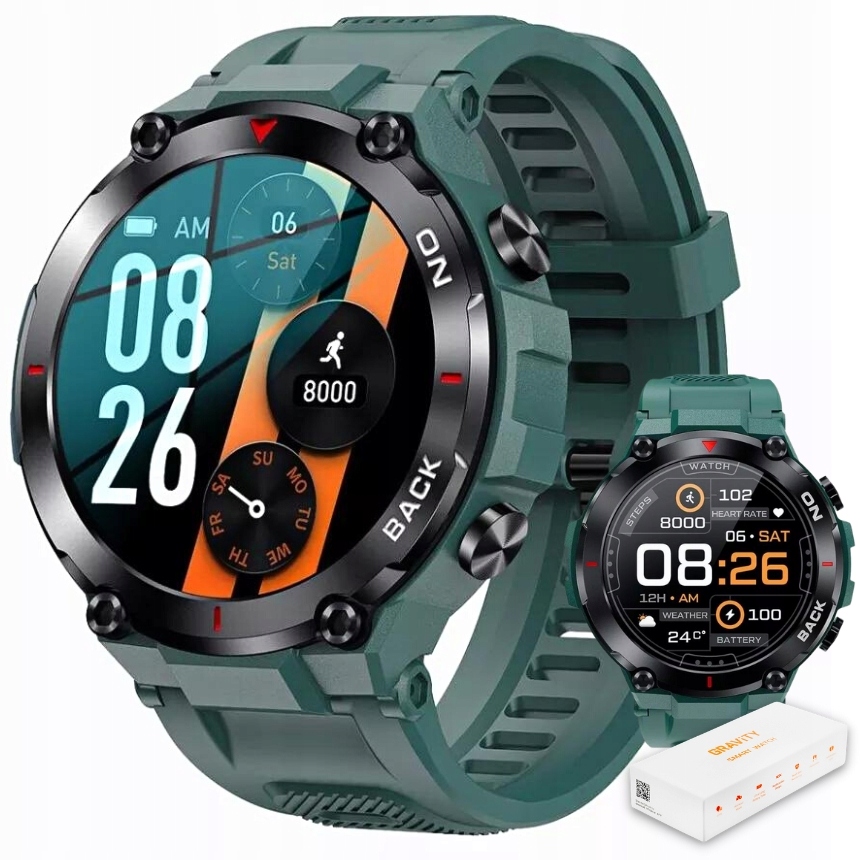 

Smartwatch męski Gravity GT8-3 zielony