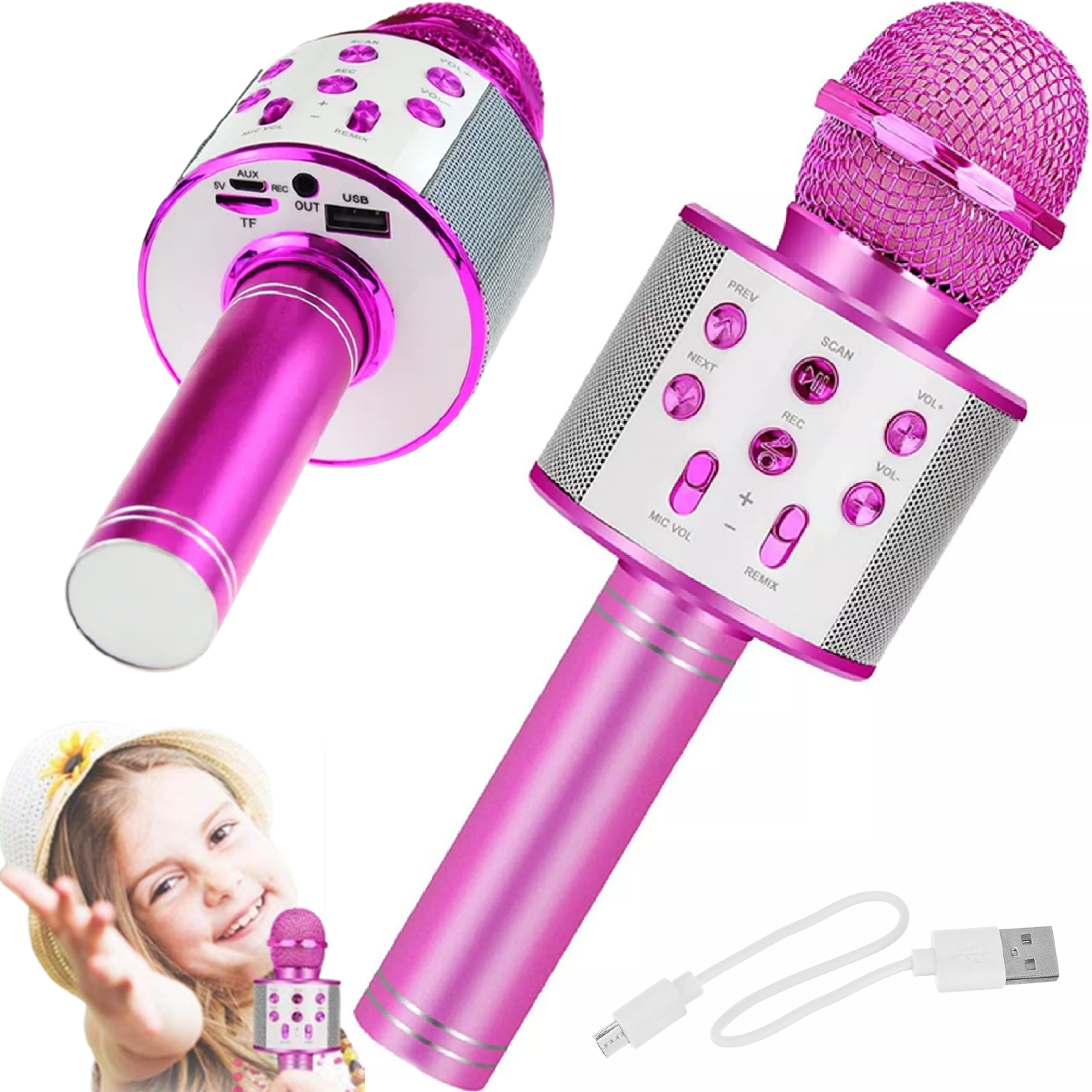 MIKROFON KARAOKE BEZPRZEWODOWY BLUETOOTH DO NAGRYWANIA ŚPIEWU GŁOŚNIK USB Stan opakowania oryginalne