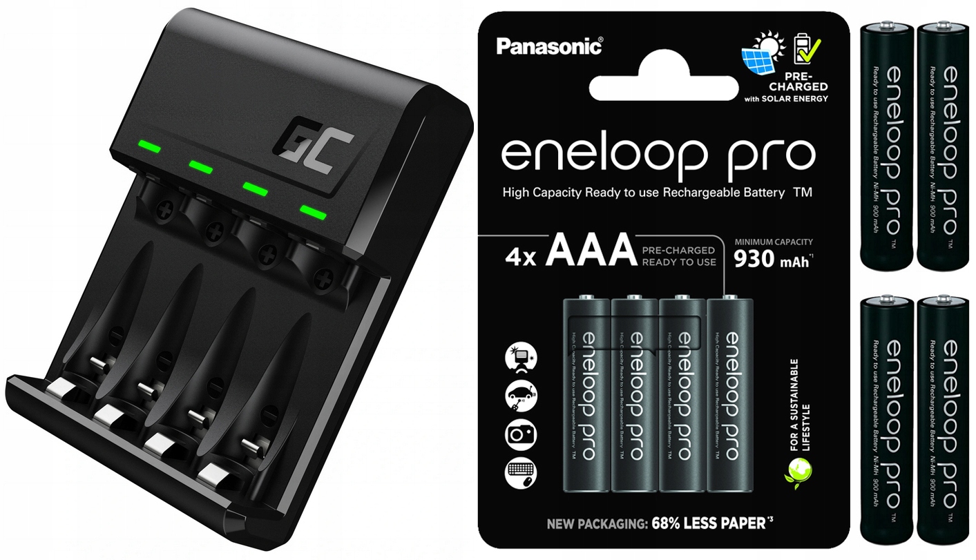 Nabíjení Baterie Aa Aaa +4x Nabíjení Baterie Eneloop Aaa 930mAh