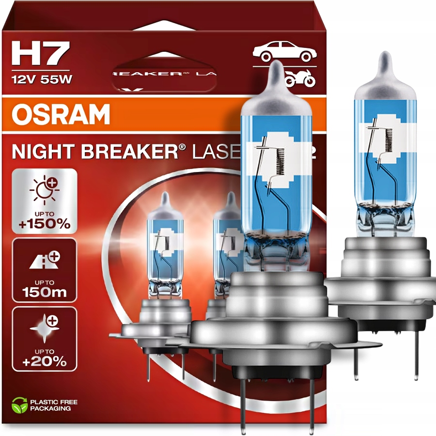Osram Żarówki H7 12V 55W PX26d Night Breaker Laser +150% +150M Duo Box