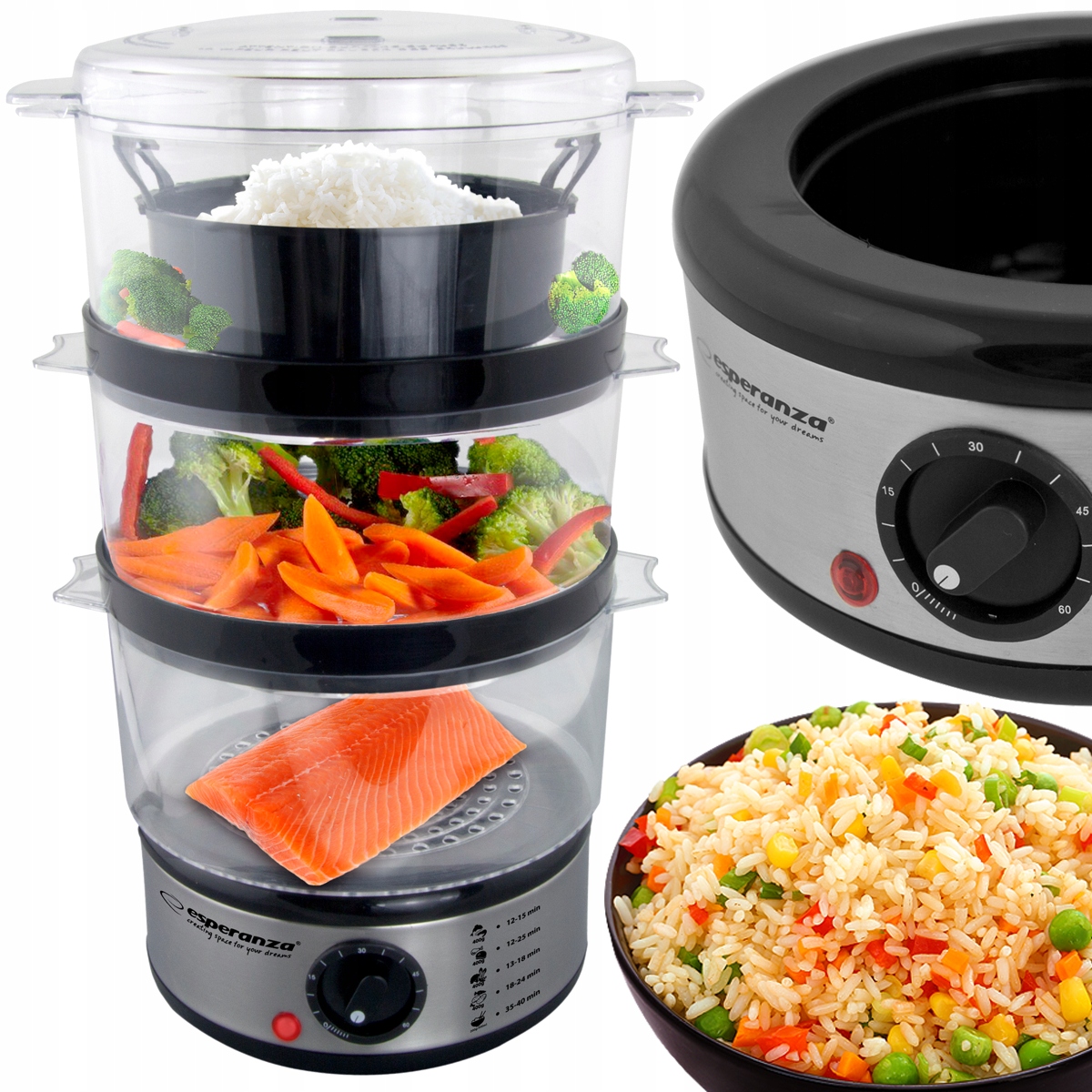 

Parowar Elektryczny Gotowanie Na Parze 3 Poziomy