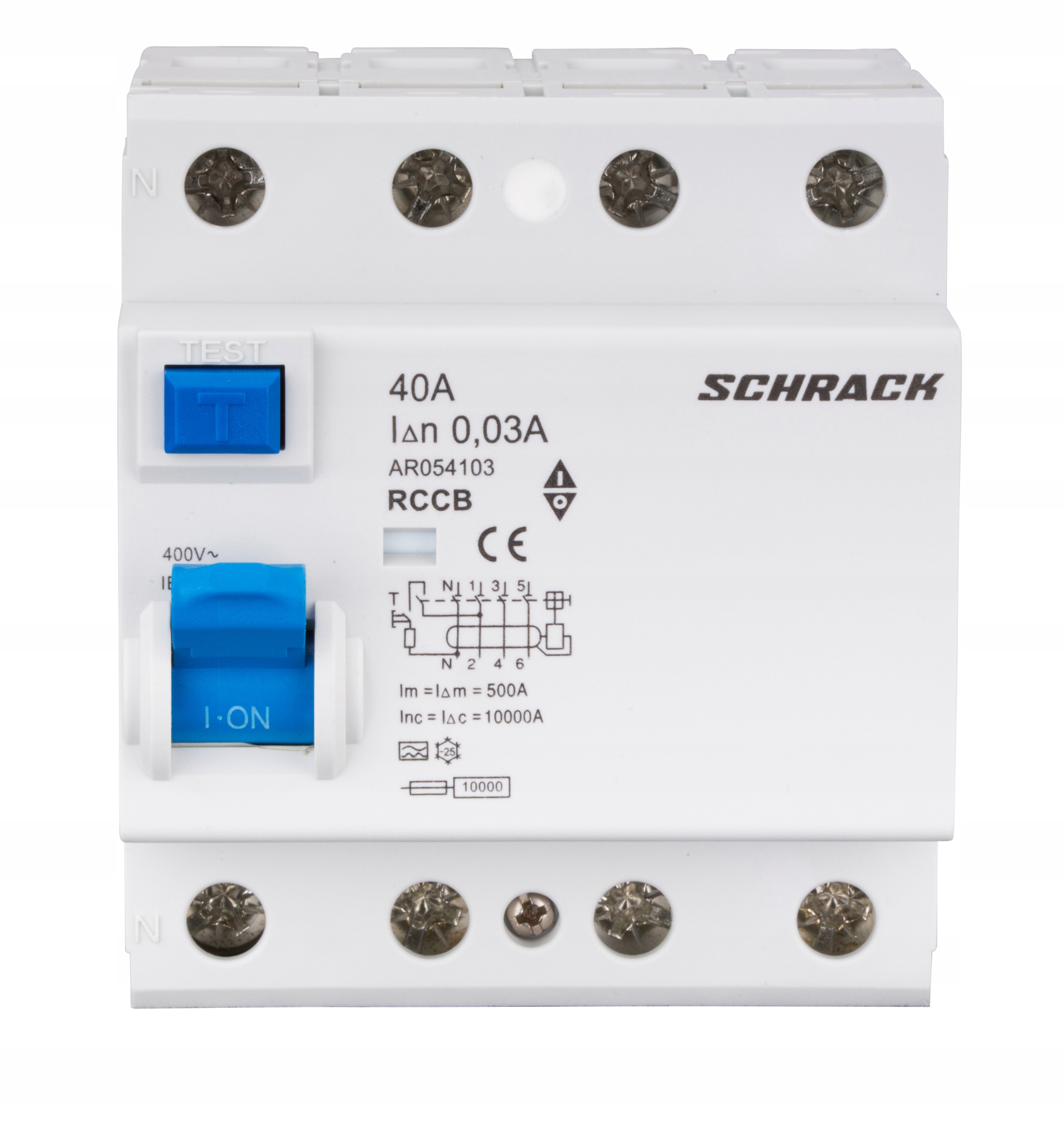 Schrack Amparo Wyłącznik różnicowoprądowy Typu A, 10kA, 40A, 4P, 30mA
