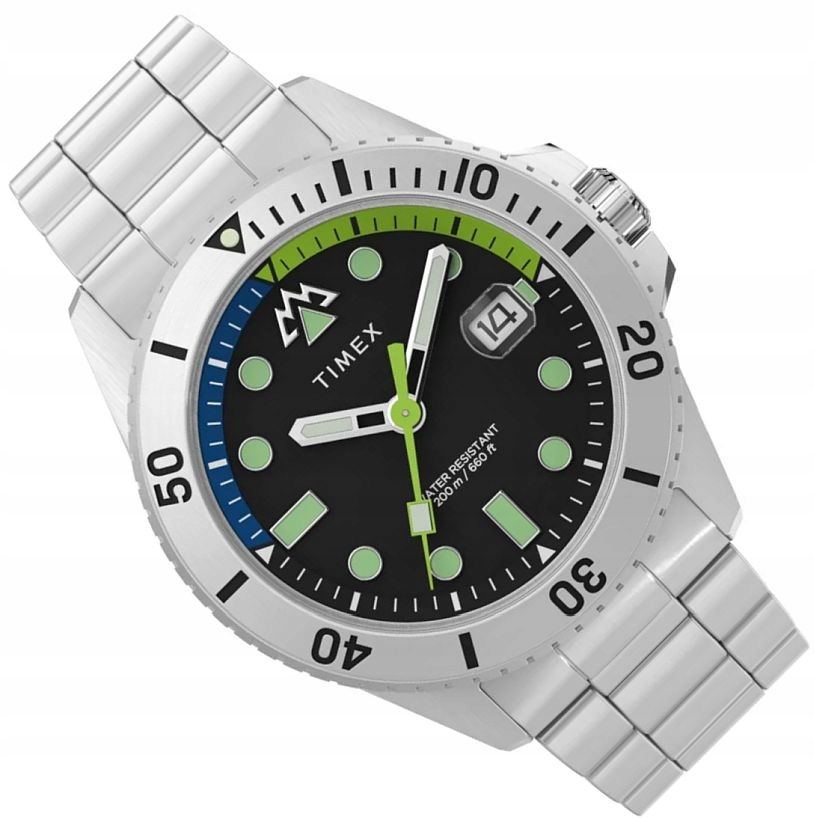 Módní Sportovní Hodinky Diver 200M Timex TW2W41900 Data S Lupou Luma Ø42 mm