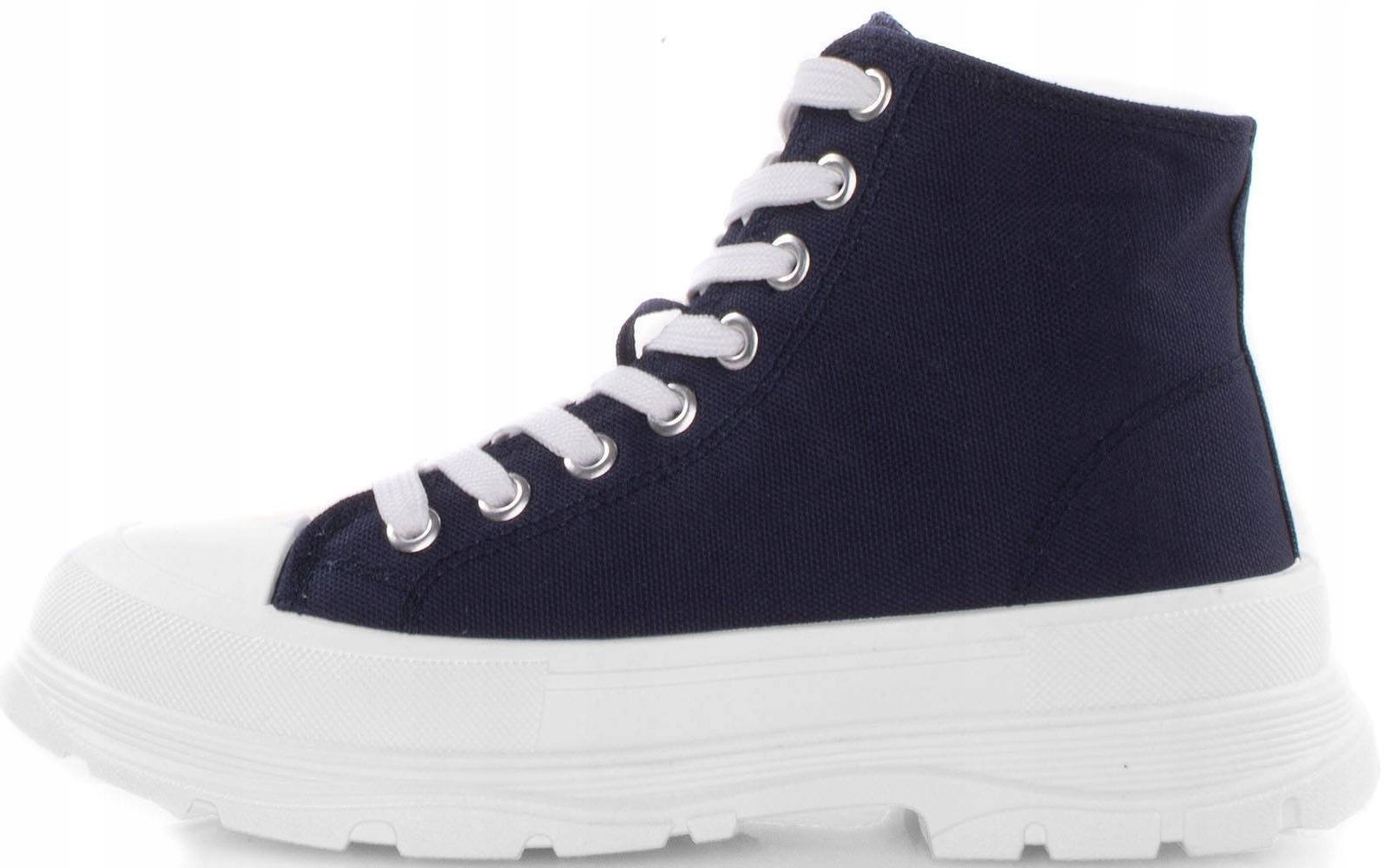 GRANATOWE WYSOKIE TRAMPKI PALLADI PLATFORMA 38