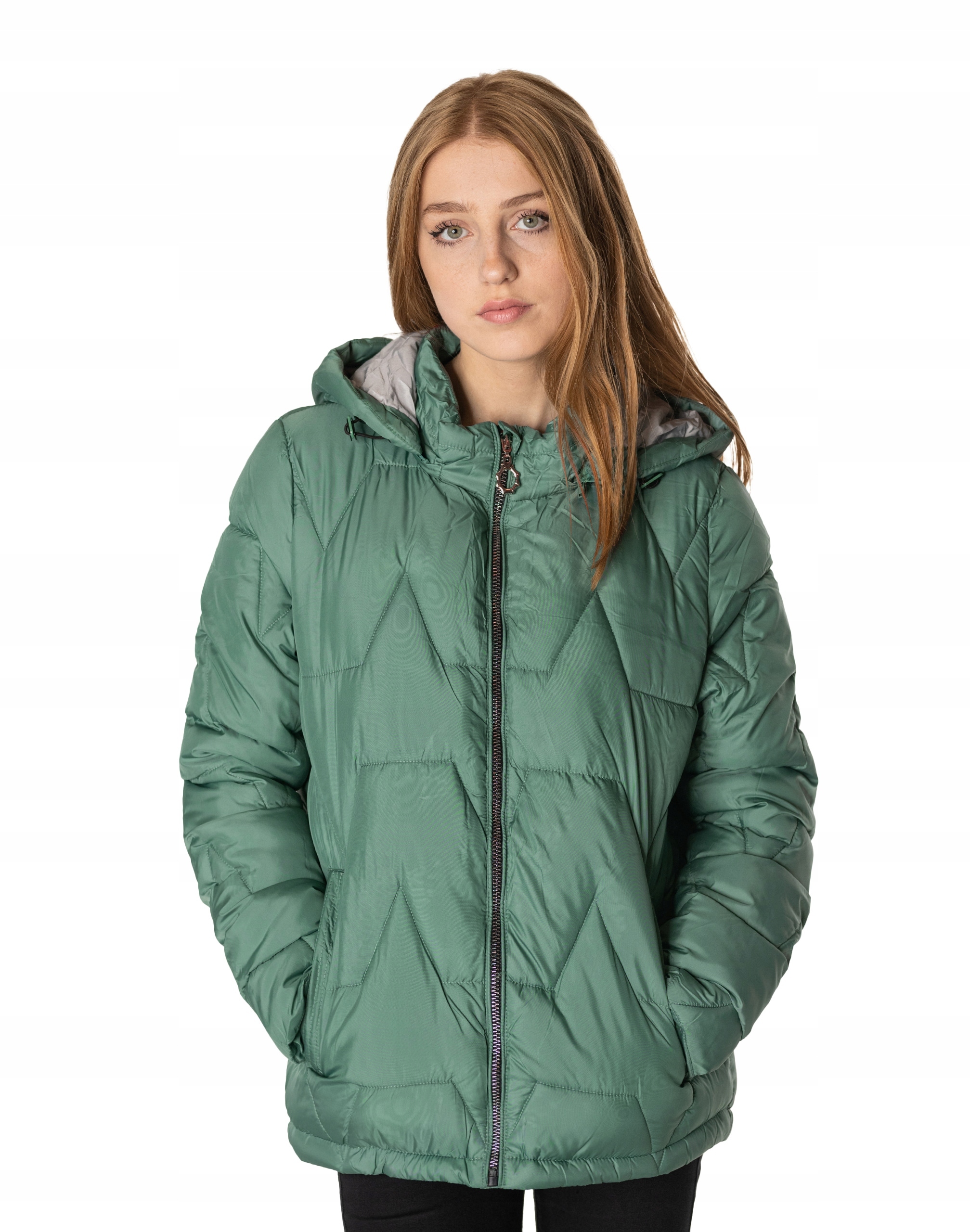 Teplá dámská zimní zateplená péřová bunda s prošíváním, zateplená, velikost 36038-3 XL