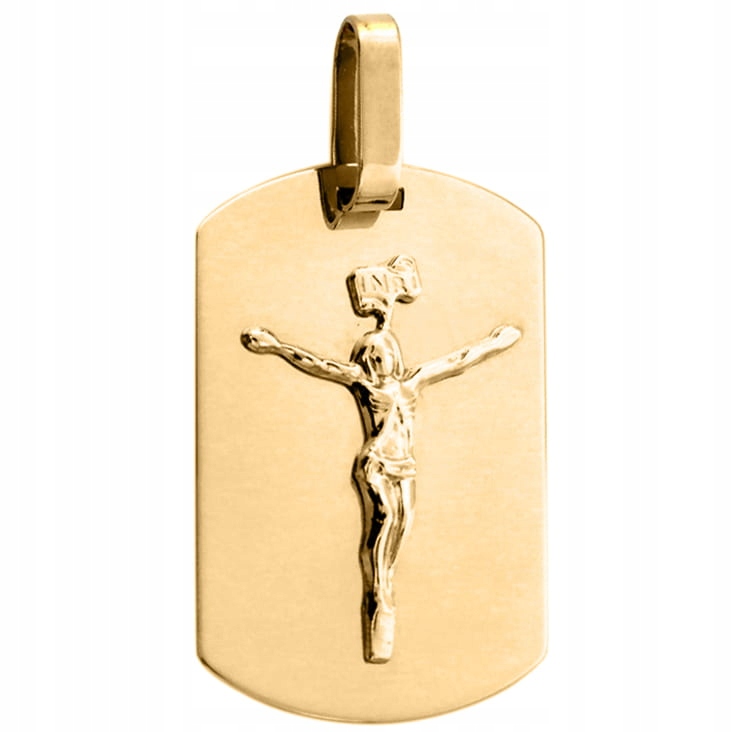 ZŁOTY NIEŚMIERTELNIK MĘSKI KRZYŻ Z WŁASNYM GRAWEREM ZŁOTO 585 Z PUDEŁKIEM Kamień Bez kamienia