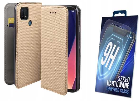 

Etui Z Klapką Złoty Do Oppo A15S /A15 /A35 Szkło