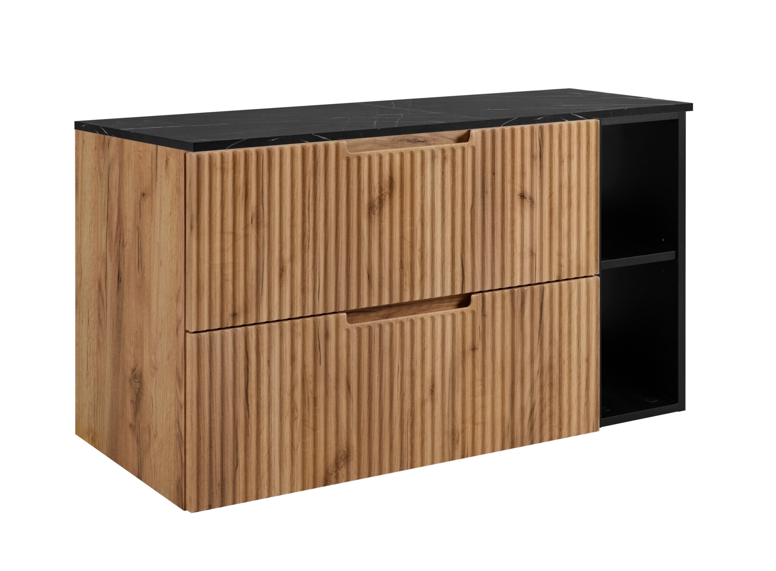 Szafka łazienkowa 80cm pod umywalkę dąb craft ryfle Mdf blat marmur czarny